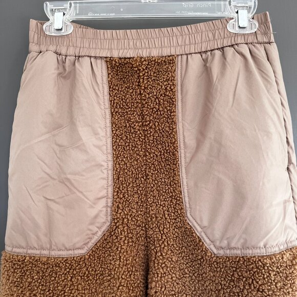 NWT H&M Block-Colored Teddy Joggers Women's Size Small S Tan Fleece High Waist - Picture 4 of 13